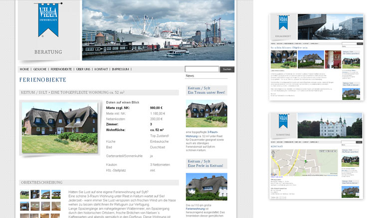 Webdesign der Seite VSHOMES